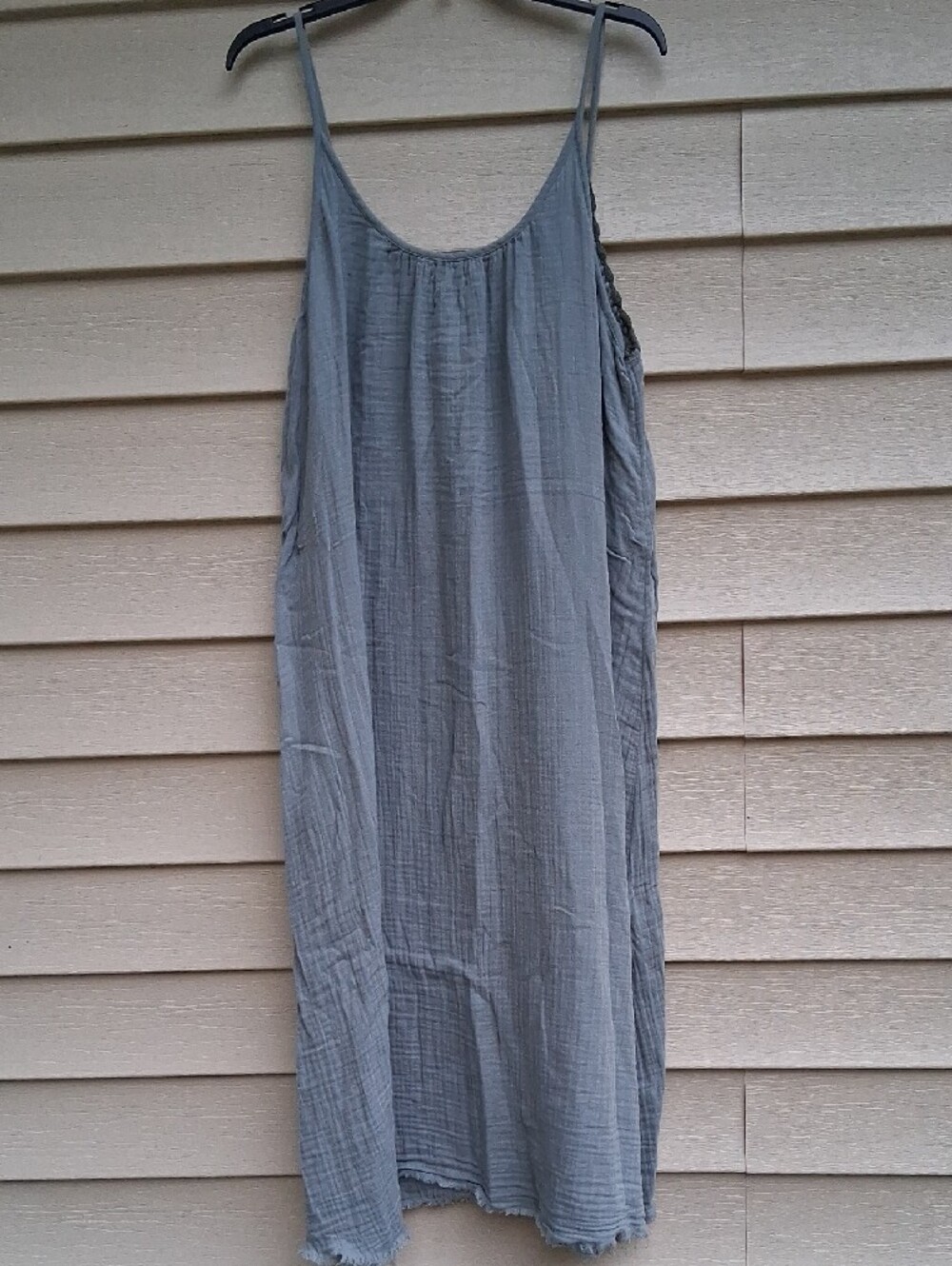 NATURAL LIFE Gray Spaghetti-Strap Gauze Maxi Dress - Picture 7 of 12